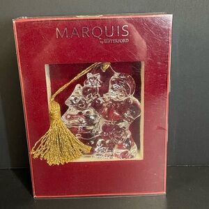 Waterford Marquis Crystal Santa & Tree Holiday Ornament with Gold Tassel